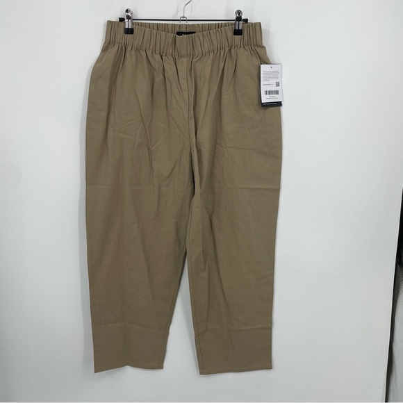 NWT Able | Mary easy pants beige hummus Crop Elastic Waist Size M 100% cotton - Picture 2 of 13